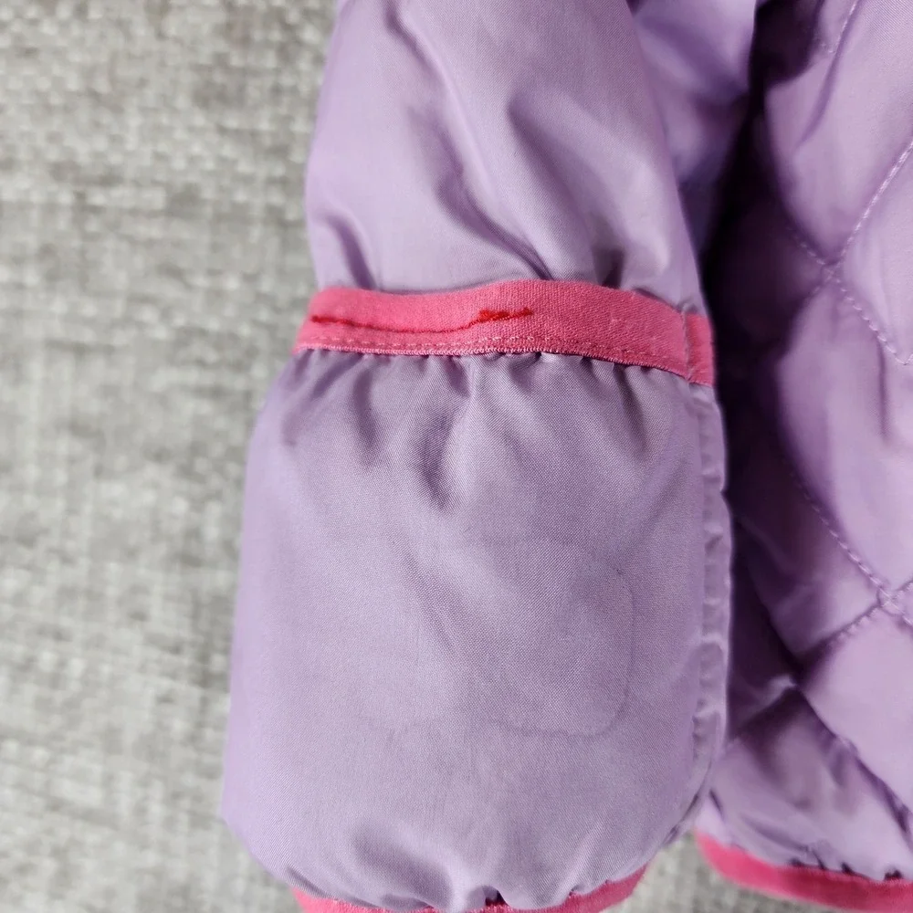 The North Face Reversible Hooded Puffer Jacket Infant 3-6mo Purple Zig-Zag Bears